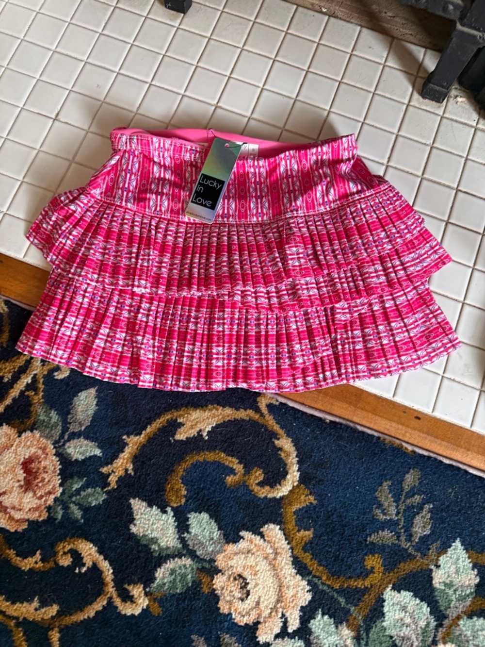 Lucky in Love Hot Pink Tiered Pleated skort- NWT. Retail 90